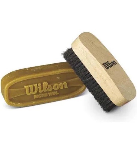 Wilson wax bar and horsehair brush, proven name-brand football prep materials